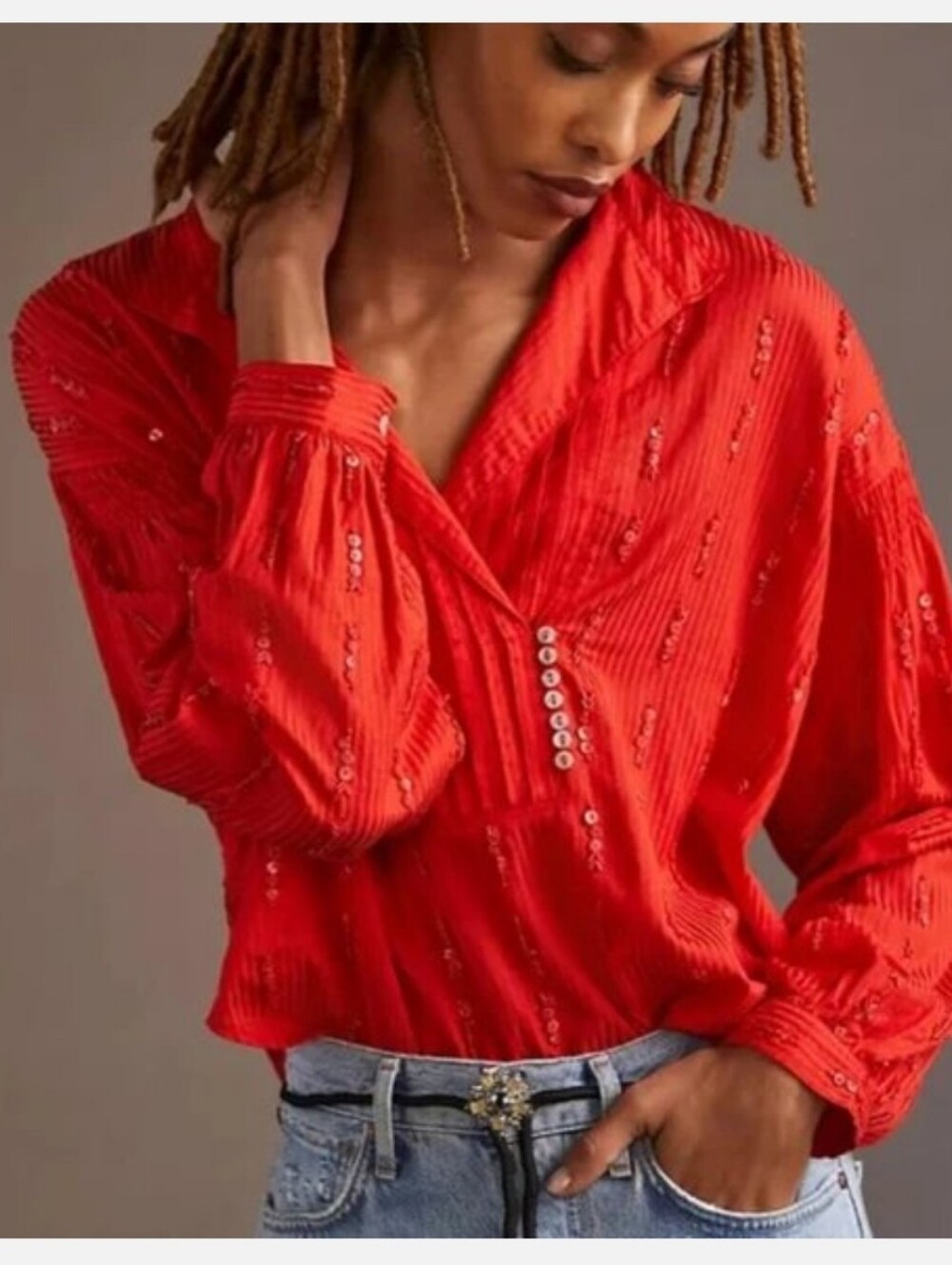 Pilcro Anthropologie Red Top Sz Sm